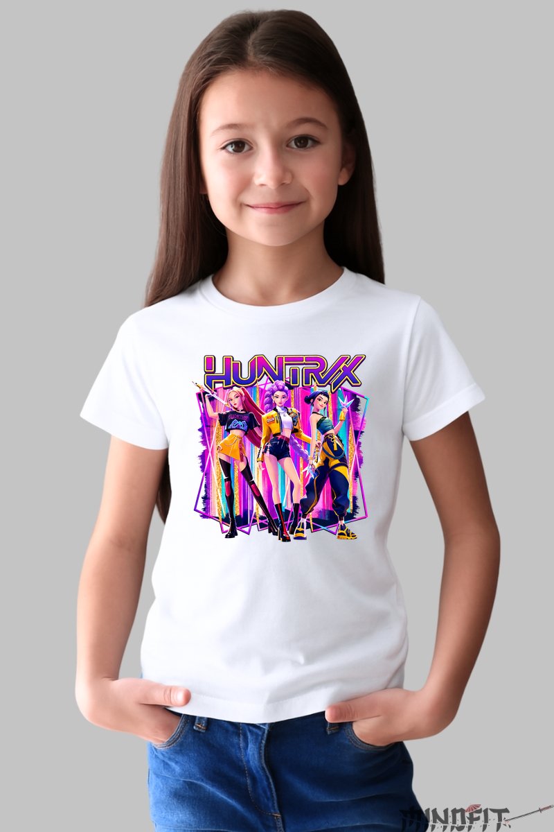 Tricou HUNTRIX - Trio Star Emblematic fata alb