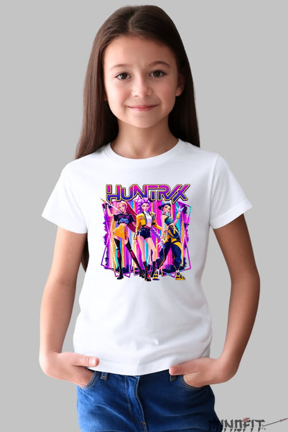 Tricou HUNTRIX - Trio Star Emblematic fata alb