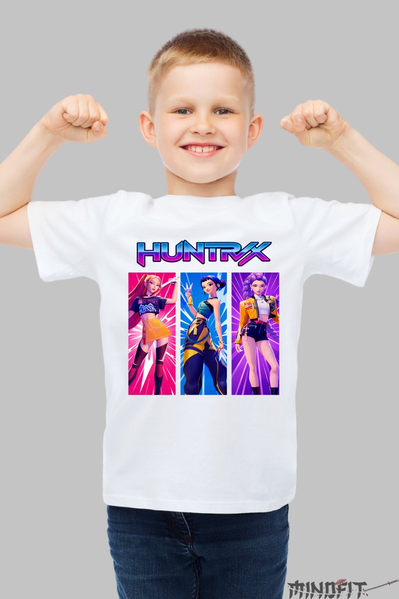 Tricou HUNTRIX - Tripla Energie in Actiune baiat alb