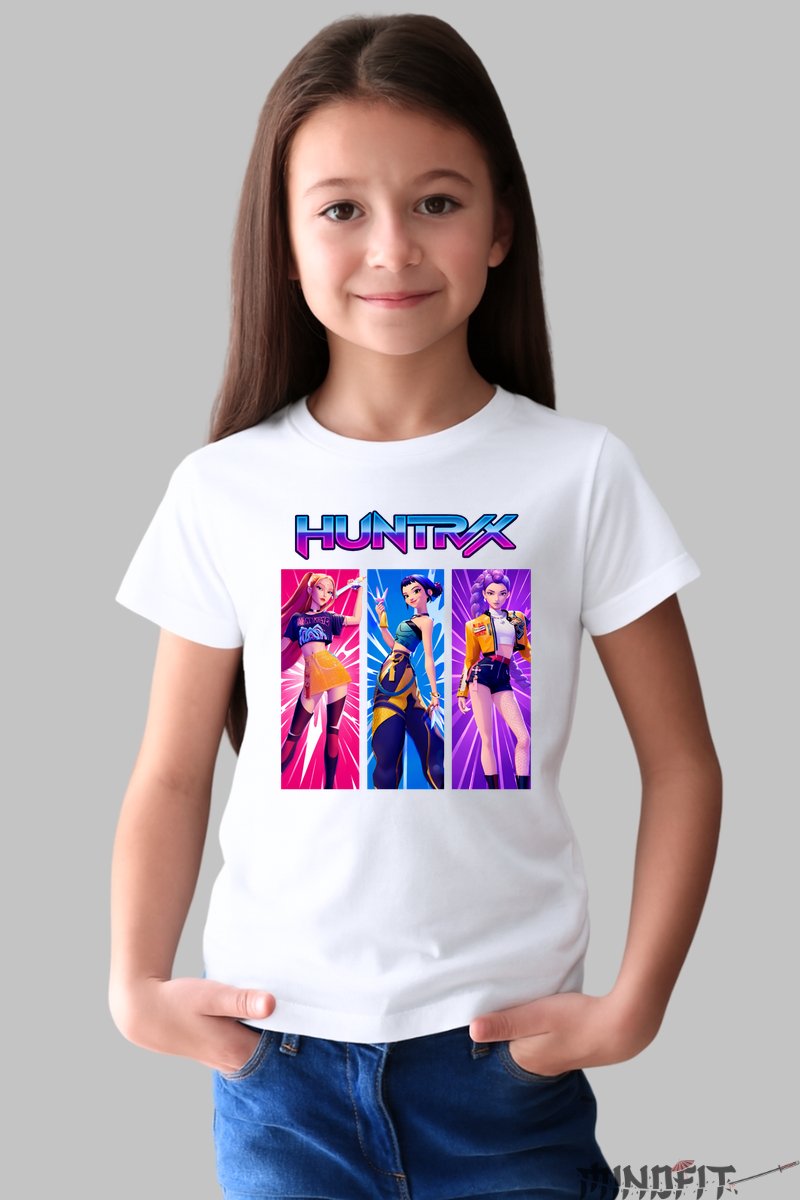 Tricou HUNTRIX - Tripla Energie in Actiune fata alb
