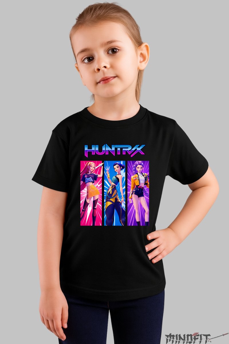 Tricou HUNTRIX - Tripla Energie in Actiune fata negru