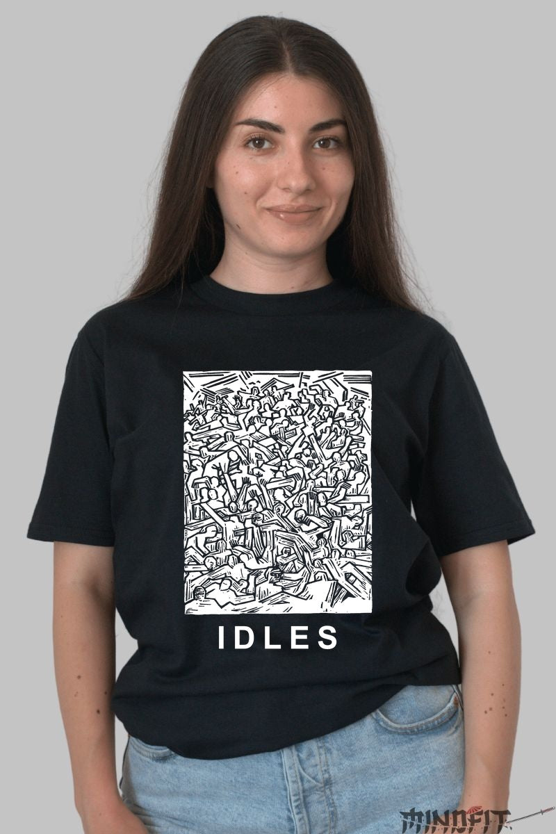 Tricou IDLES - Crowd Chaos Art dama negru