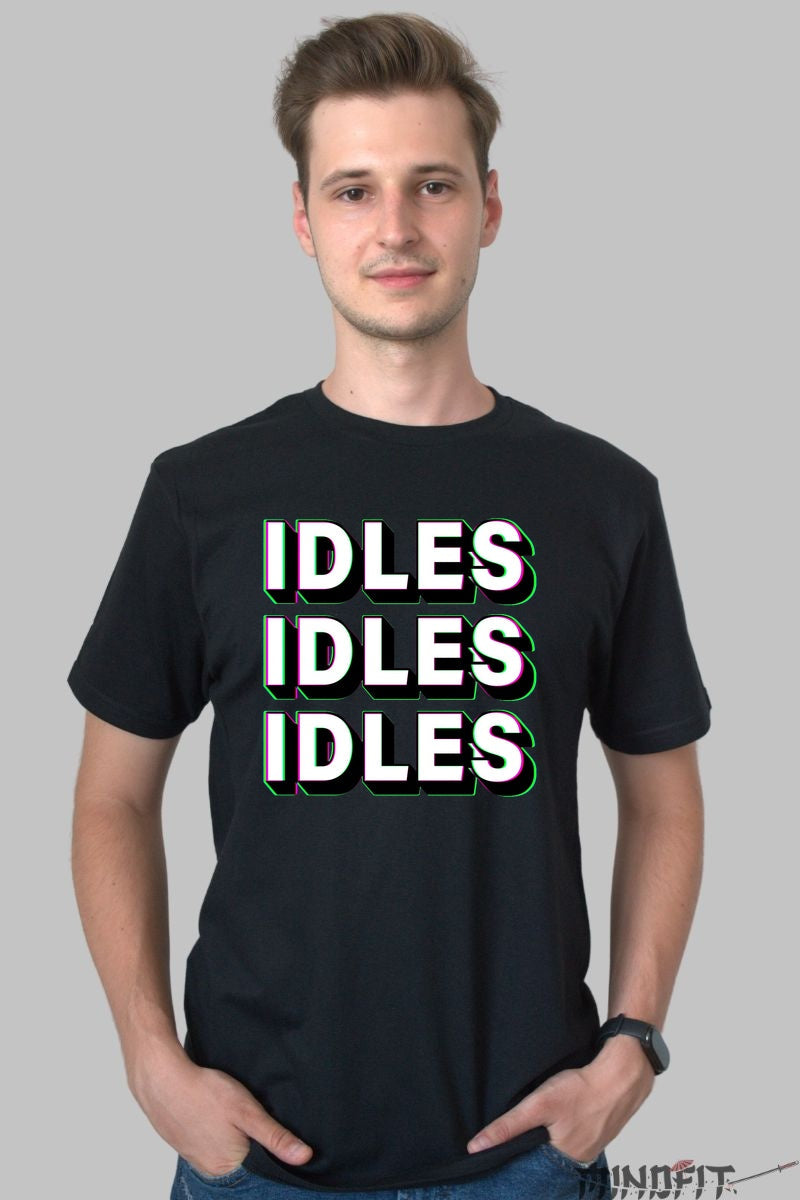 Tricou IDLES - Design Bold Triplu barbat negru