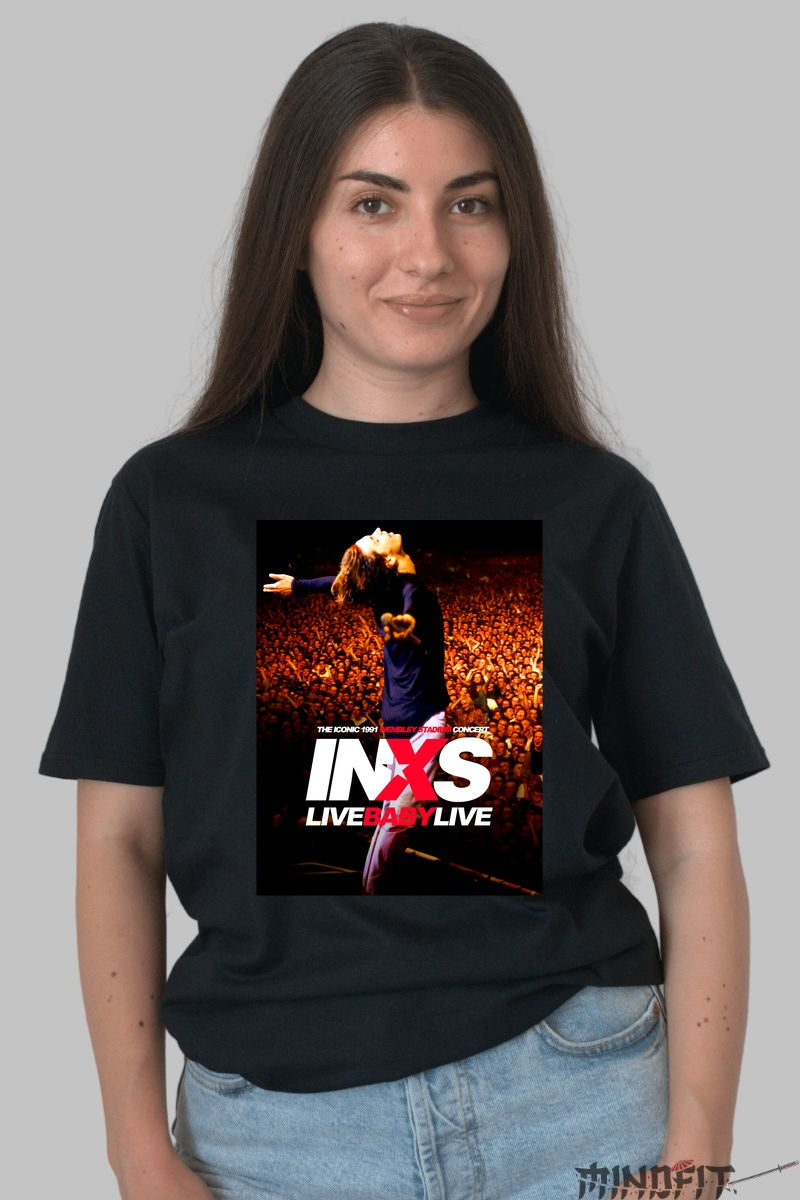 Tricou INXS Live Baby Live - Wembley 1991 Edition dama negru