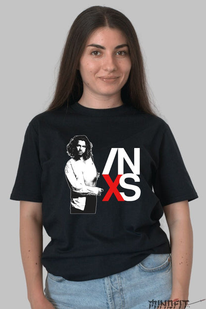 Tricou INXS - Portret Iconic & Logo Retro dama negru
