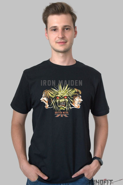 Tricou Iron Maiden - British Metal Iconic barbat negru