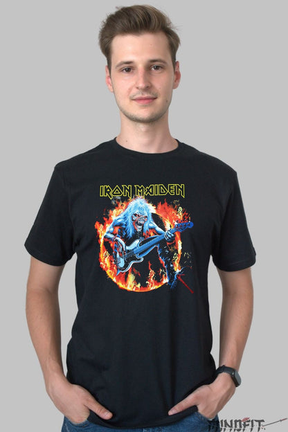 Tricou Iron Maiden - Eddie in Flacari barbat negru