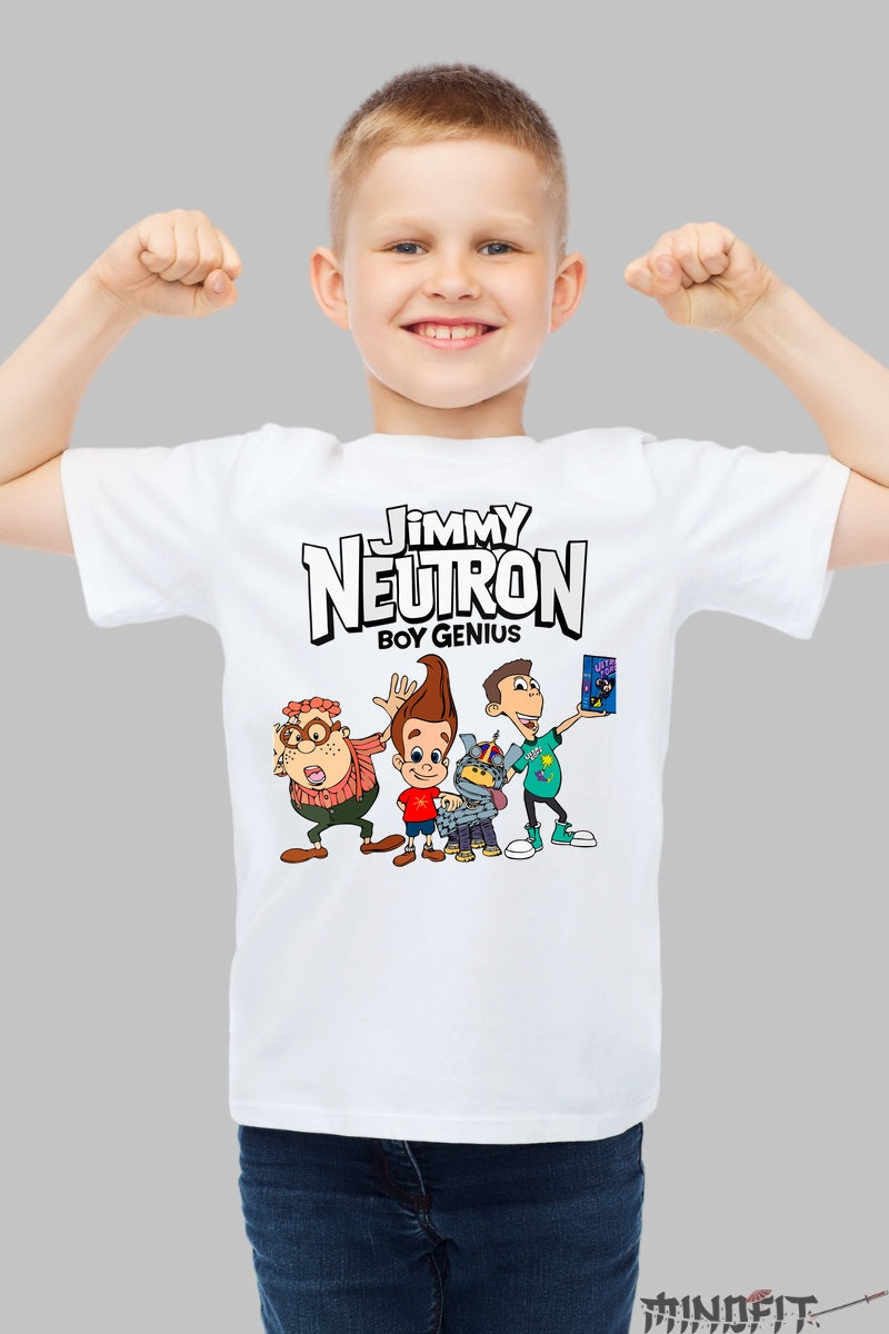 Tricou Jimmy Neutron Geniu Pustiu - Cartoon Network baiat alb