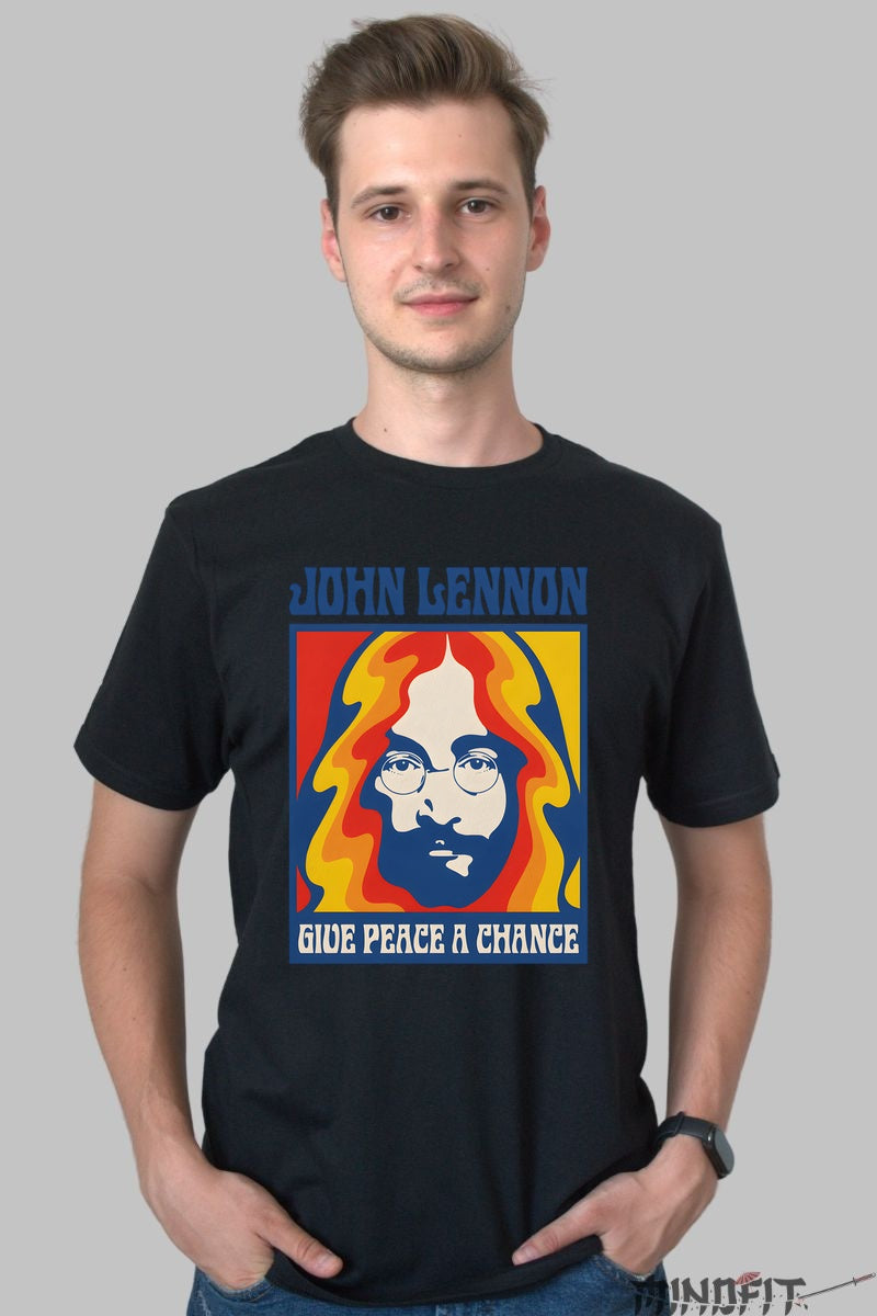 Tricou John Lennon - Give Peace a Chance barbat negru