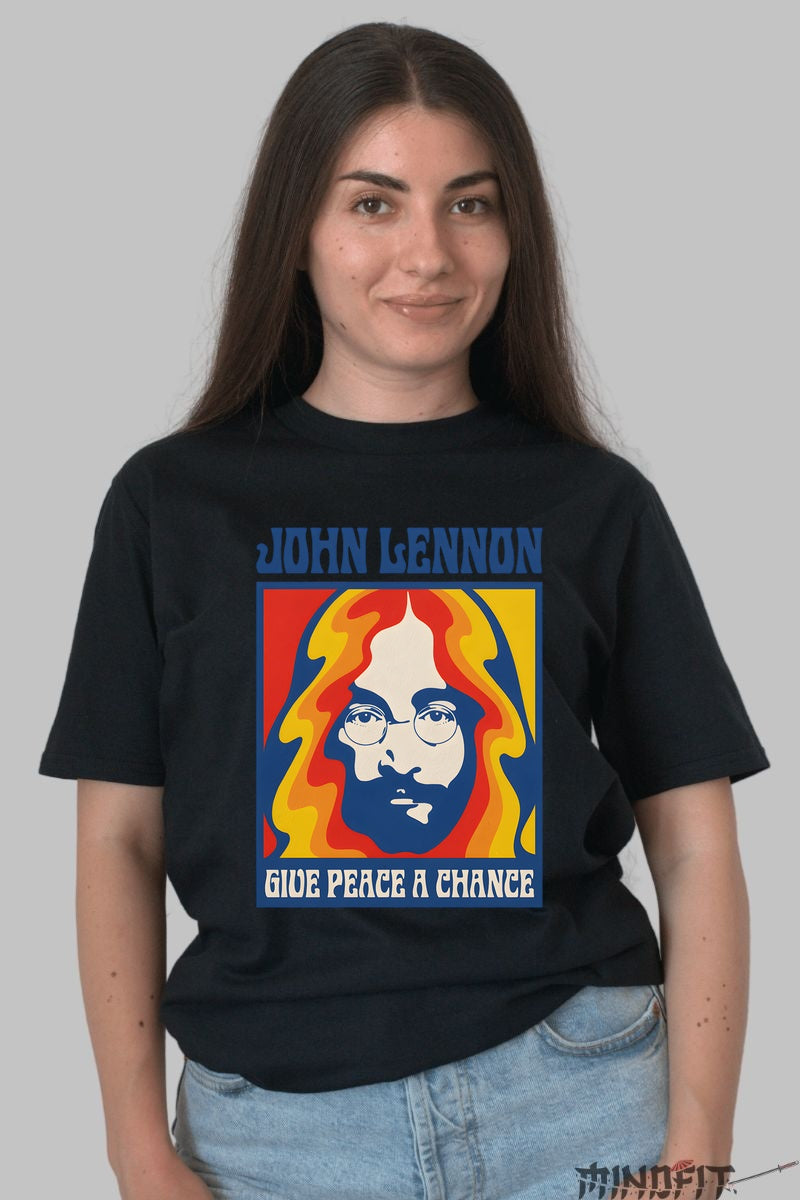 Tricou John Lennon - Give Peace a Chance dama negru