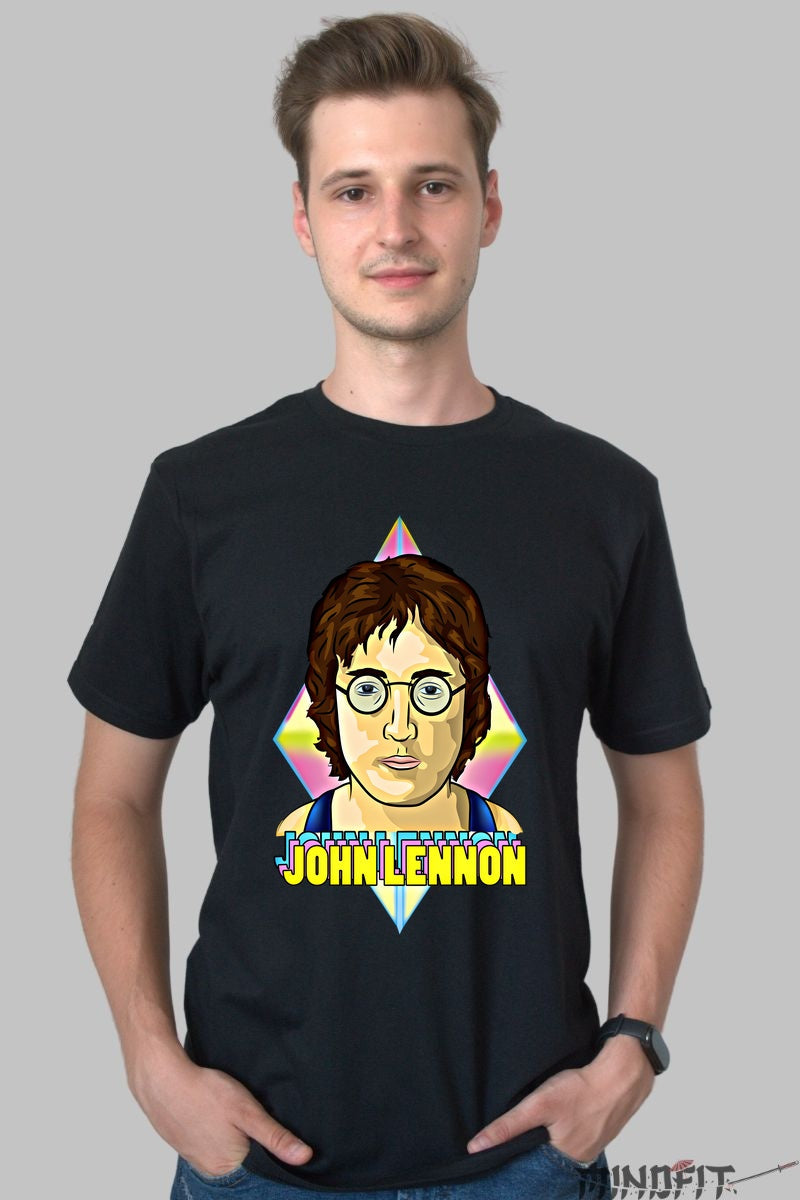 Tricou John Lennon - Portret Iconic Retro barbat negru