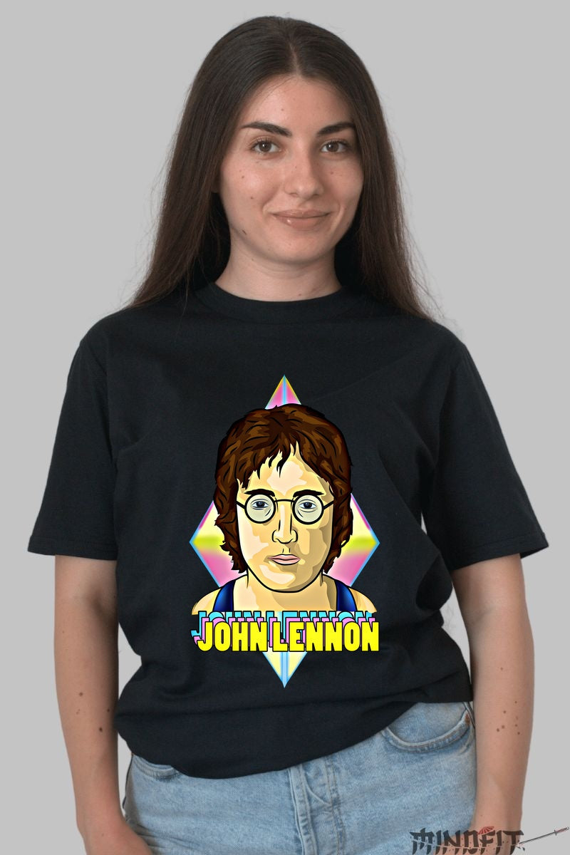 Tricou John Lennon - Portret Iconic Retro dama negru
