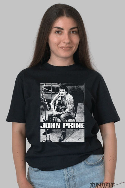 Tricou John Prine - Legenda Americana Folk dama negru