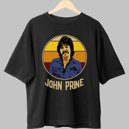 Tricou John Prine - Portret Retro Iconic fata