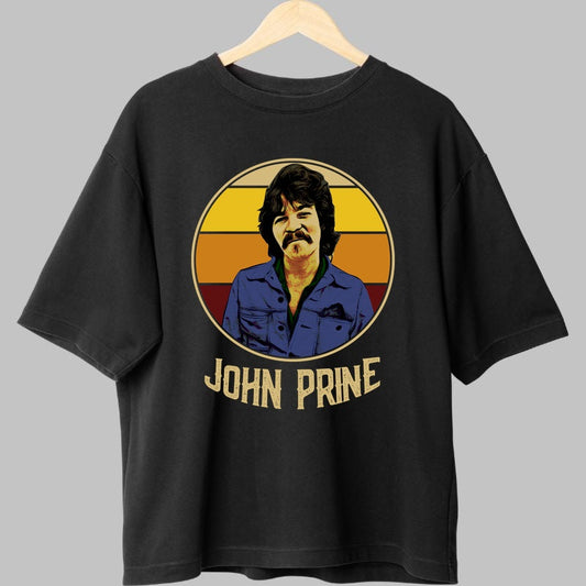 Tricou John Prine - Portret Retro Iconic fata