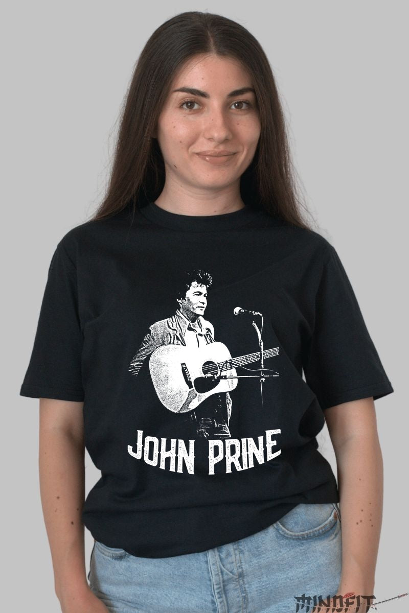 Tricou John Prine - Spiritul folk autentic dama negru