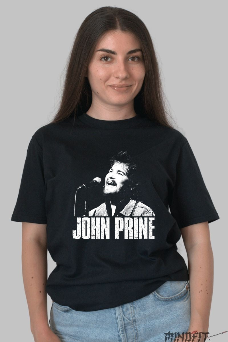 Tricou John Prine - Vibe Folk Legendary dama negru