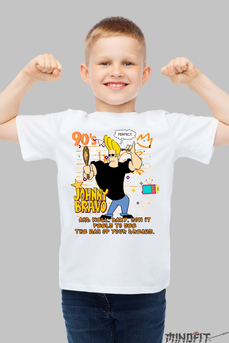 Tricou Johnny Bravo - Cartoon Network baiat alb