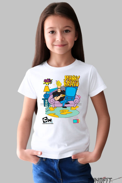 Tricou Johnny Bravo pe Canapea - Cartoon Network fata alb