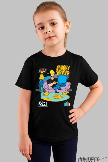 Tricou Johnny Bravo pe Canapea - Cartoon Network fata negru