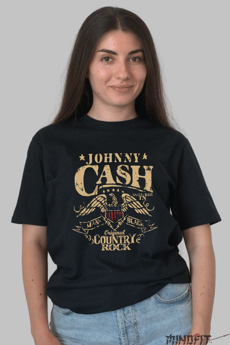 Tricou Johnny Cash - Original Country Rock dama negru