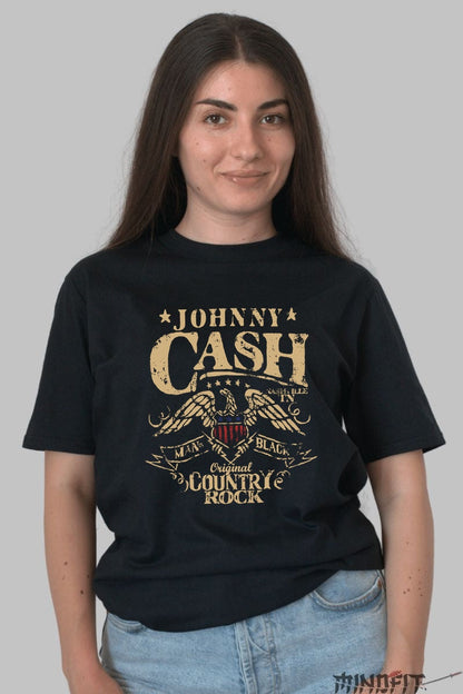 Tricou Johnny Cash - Original Country Rock dama negru