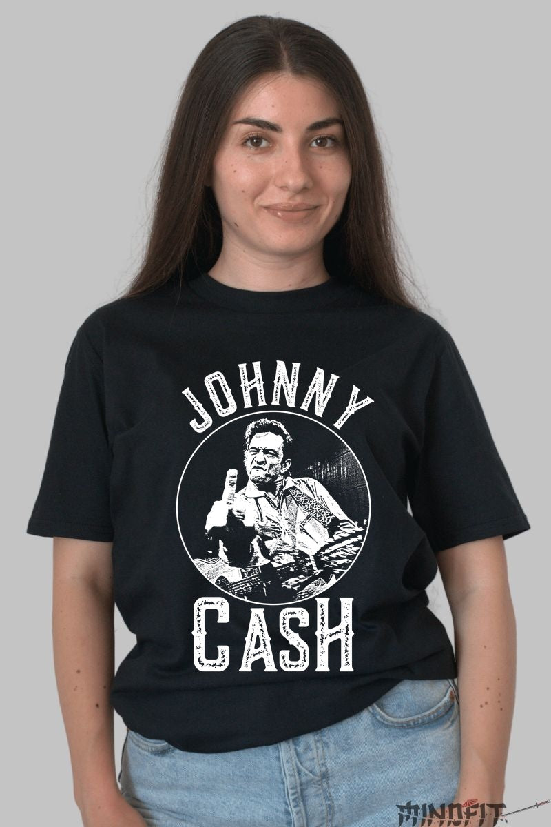 Tricou Johnny Cash - Spiritul rebel al muzicii country dama negru