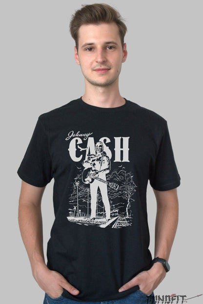 Tricou Johnny Cash - Walk the Line Edition barbat negru