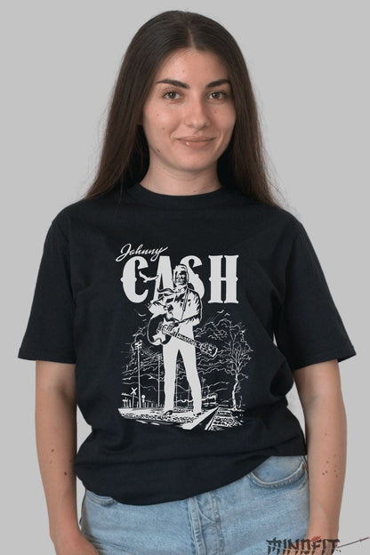 Tricou Johnny Cash - Walk the Line Edition dama negru
