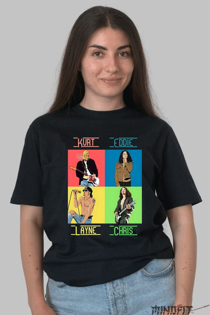 Tricou Legends of Grunge - Iconic Frontmen Editie Color fata negru