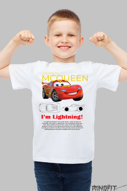 Tricou Lightning McQueen - Pixar Cars baiat alb