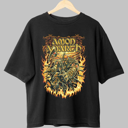 Tricou Metal Viking – Amon Amarth Berserker in Flacari fata negru