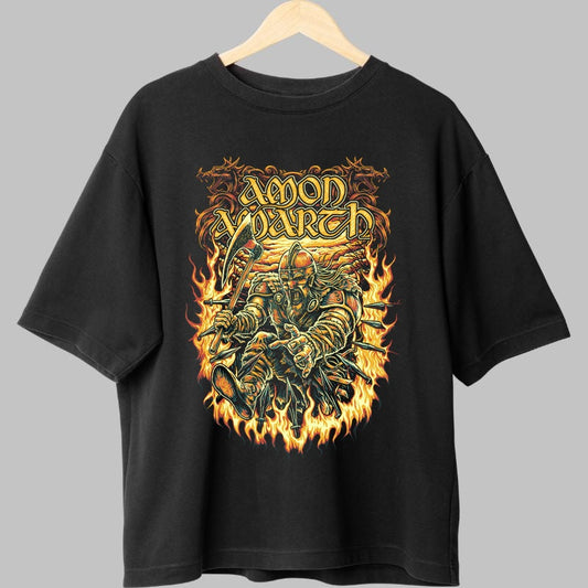 Tricou Metal Viking – Amon Amarth Berserker in Flacari fata negru