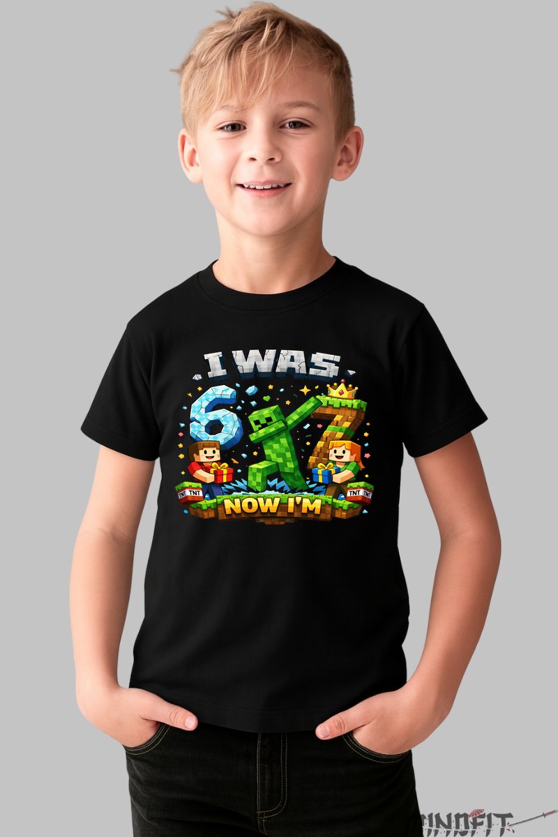 Tricou Minecraft Creeper Party - My Birthday baiat negru