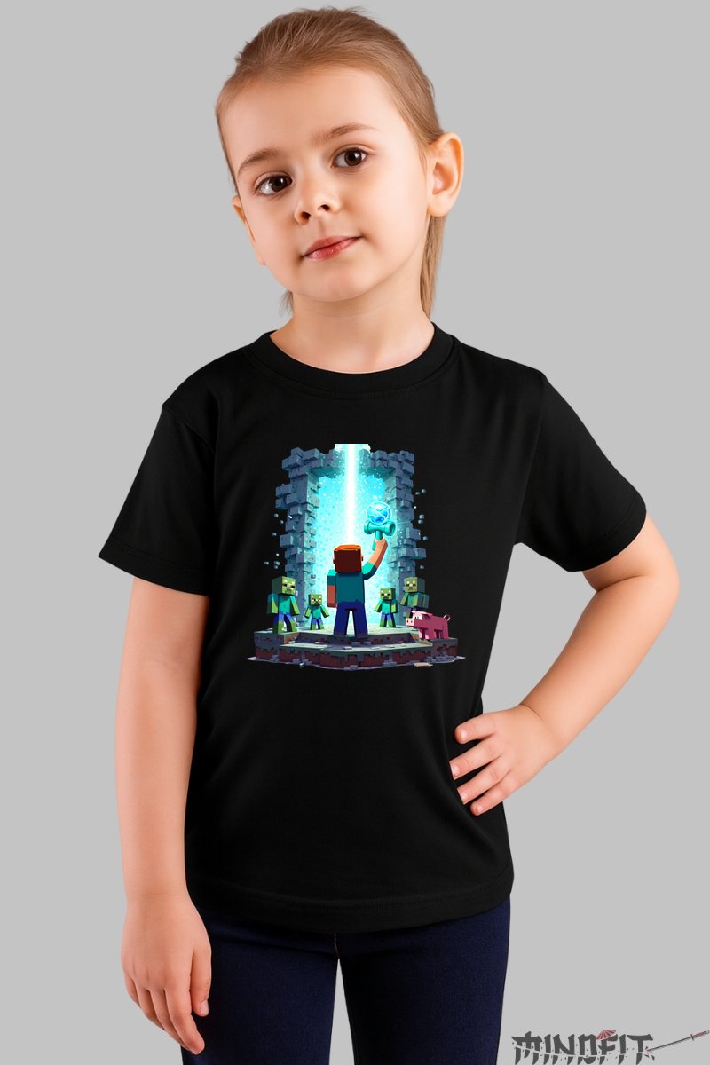 Tricou Minecraft Kendama - Aventuri Luminoase fata negru