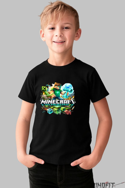 Tricou Minecraft Kendama - Model Cuburi Infinte baiat negru