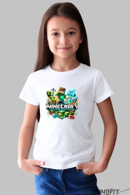 Tricou Minecraft Kendama - Model Cuburi Infinte fata alb