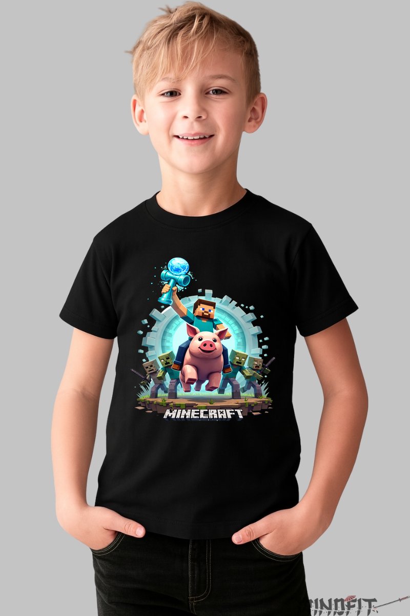 Tricou Minecraft Kendama - Model Explorare Epica baiat negru