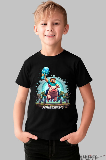 Tricou Minecraft Kendama - Model Explorare Epica baiat negru
