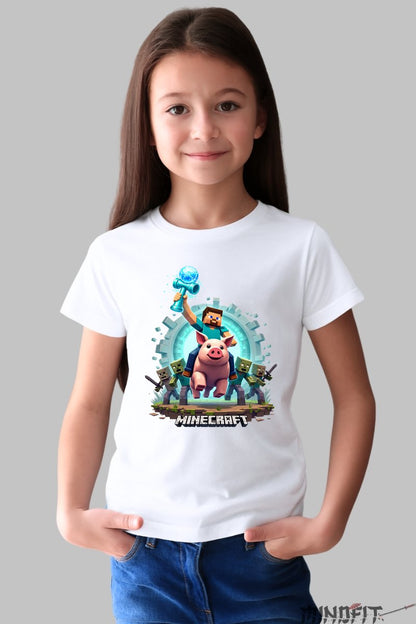 Tricou Minecraft Kendama - Model Explorare Epica fata alb