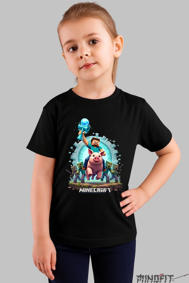 Tricou Minecraft Kendama - Model Explorare Epica fata negru
