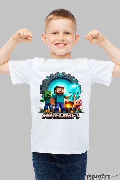 Tricou Minecraft Kendama - Portal Energizant baiat alb
