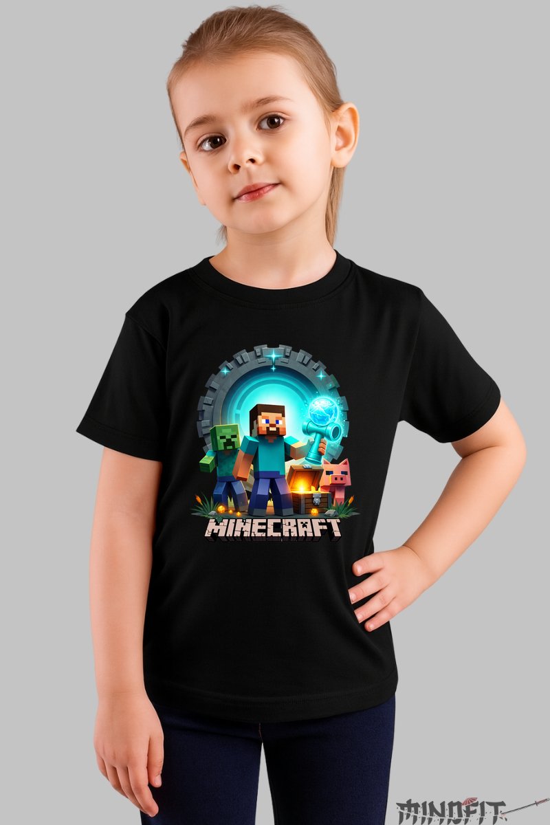 Tricou Minecraft Kendama - Portal Energizant fata negru