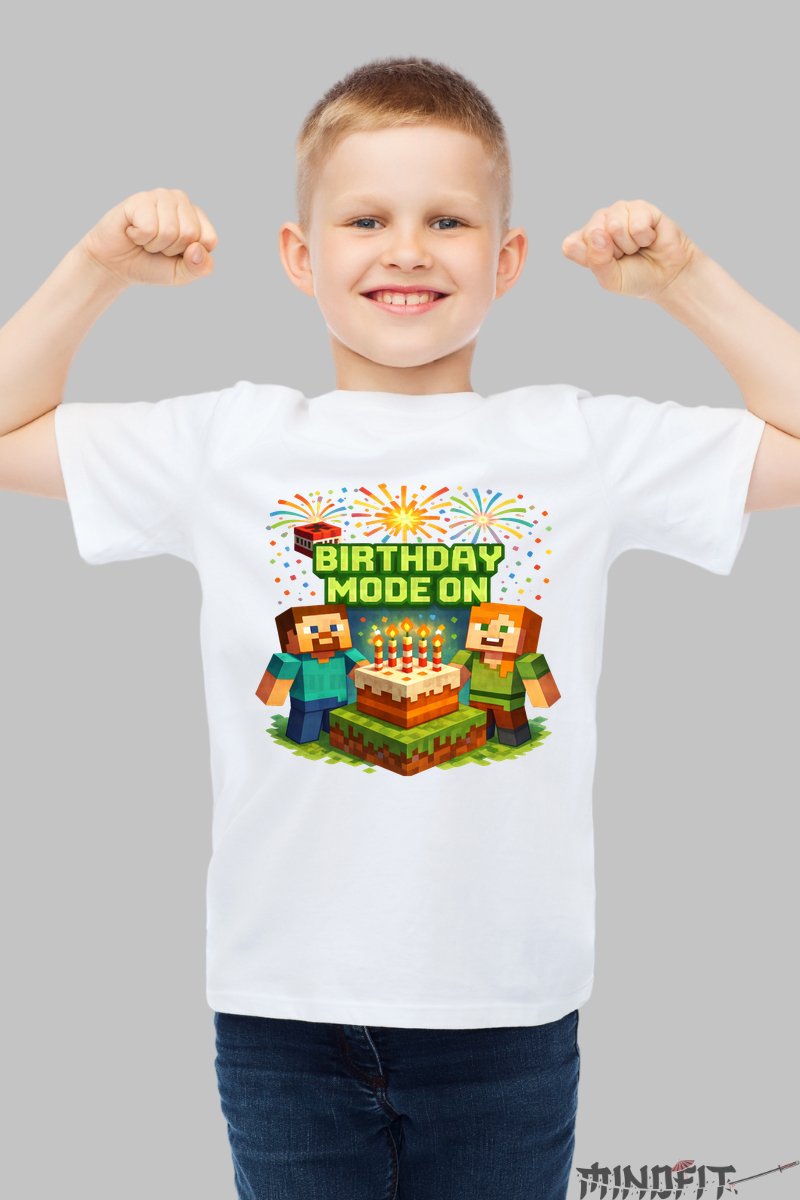 Tricou Minecraft - Mode My Birthday baiat alb