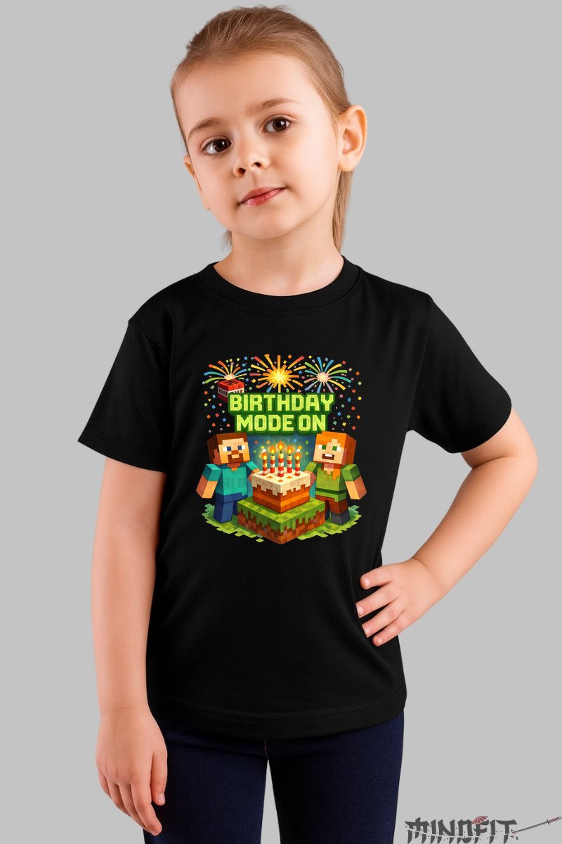 Tricou Minecraft - Mode My Birthday fata negru