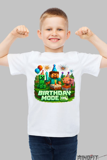 Tricou Minecraft - My Birthday Mode baiat alb