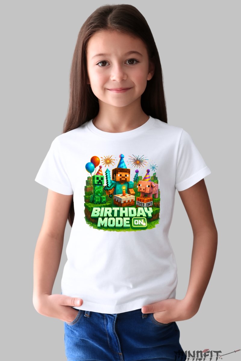 Tricou Minecraft - My Birthday Mode fata alb