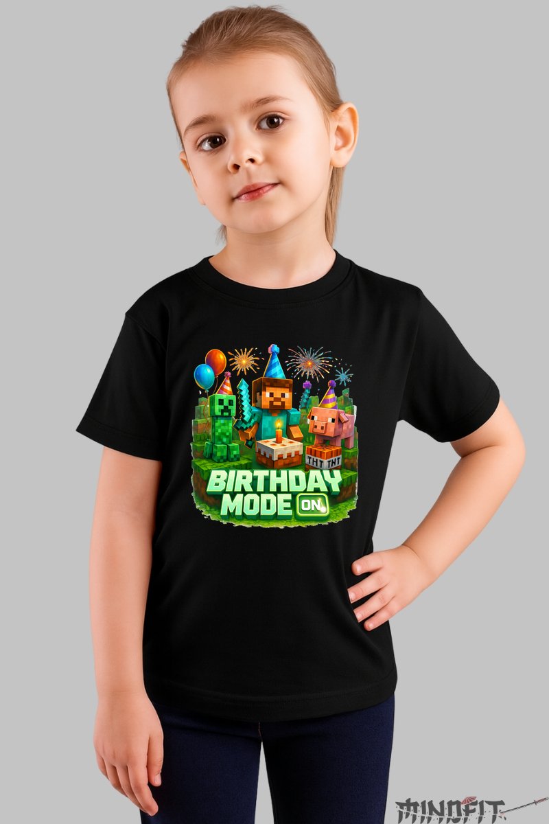 Tricou Minecraft - My Birthday Mode fata negru