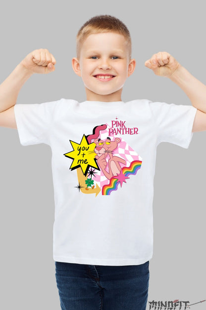 Tricou Pantera Roz You Me - Pink Panther baiat alb