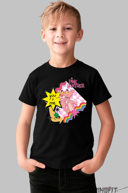 Tricou Pantera Roz You Me - Pink Panther baiat negru
